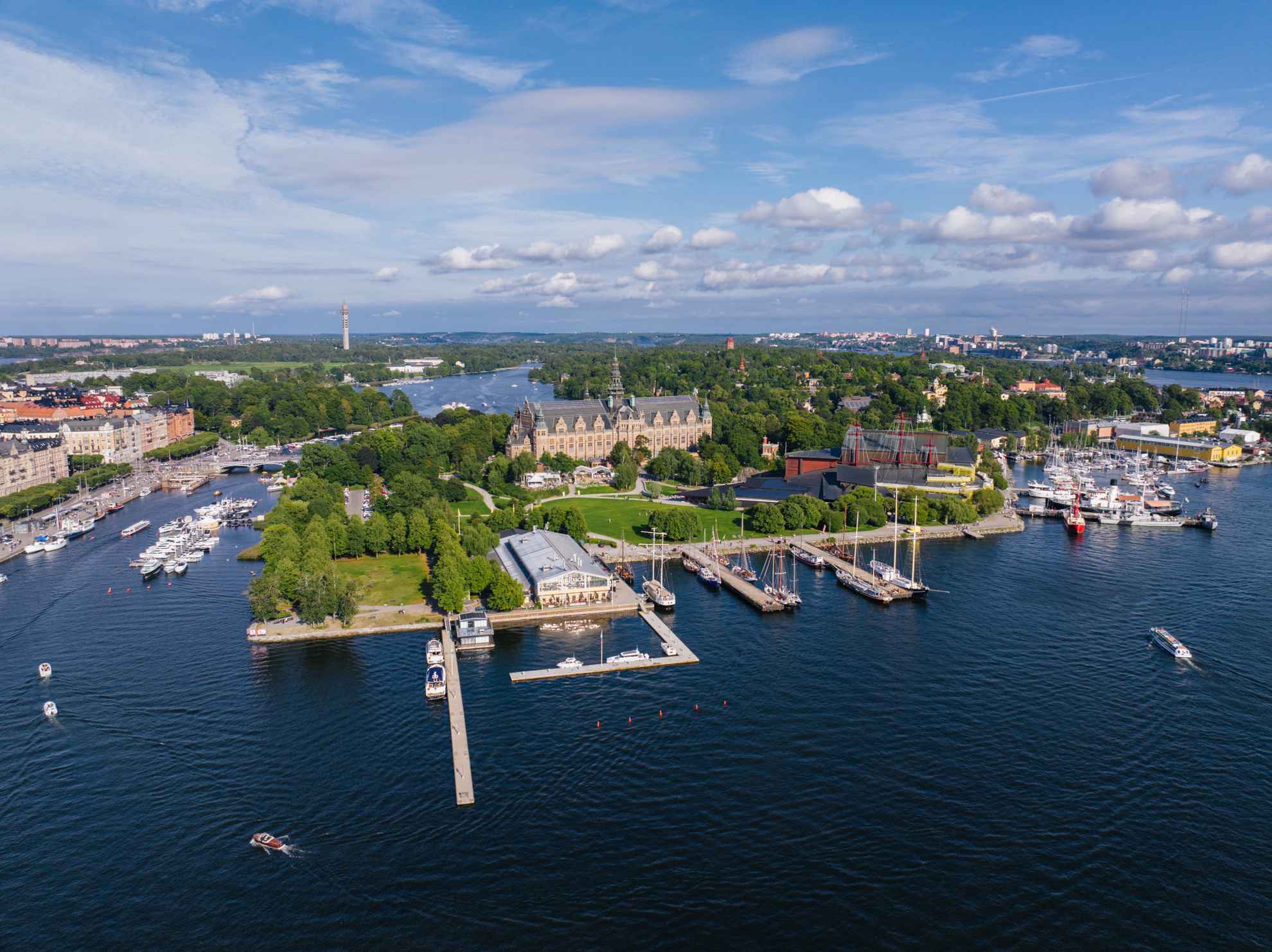 Eine Luftaufnahme von Djurgården in Stockholm.
