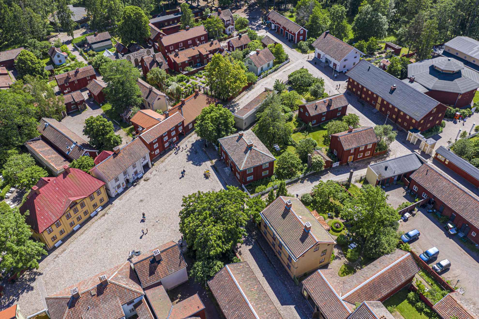 Luftaufnahme der Häuser der Altstadt von Linköping.