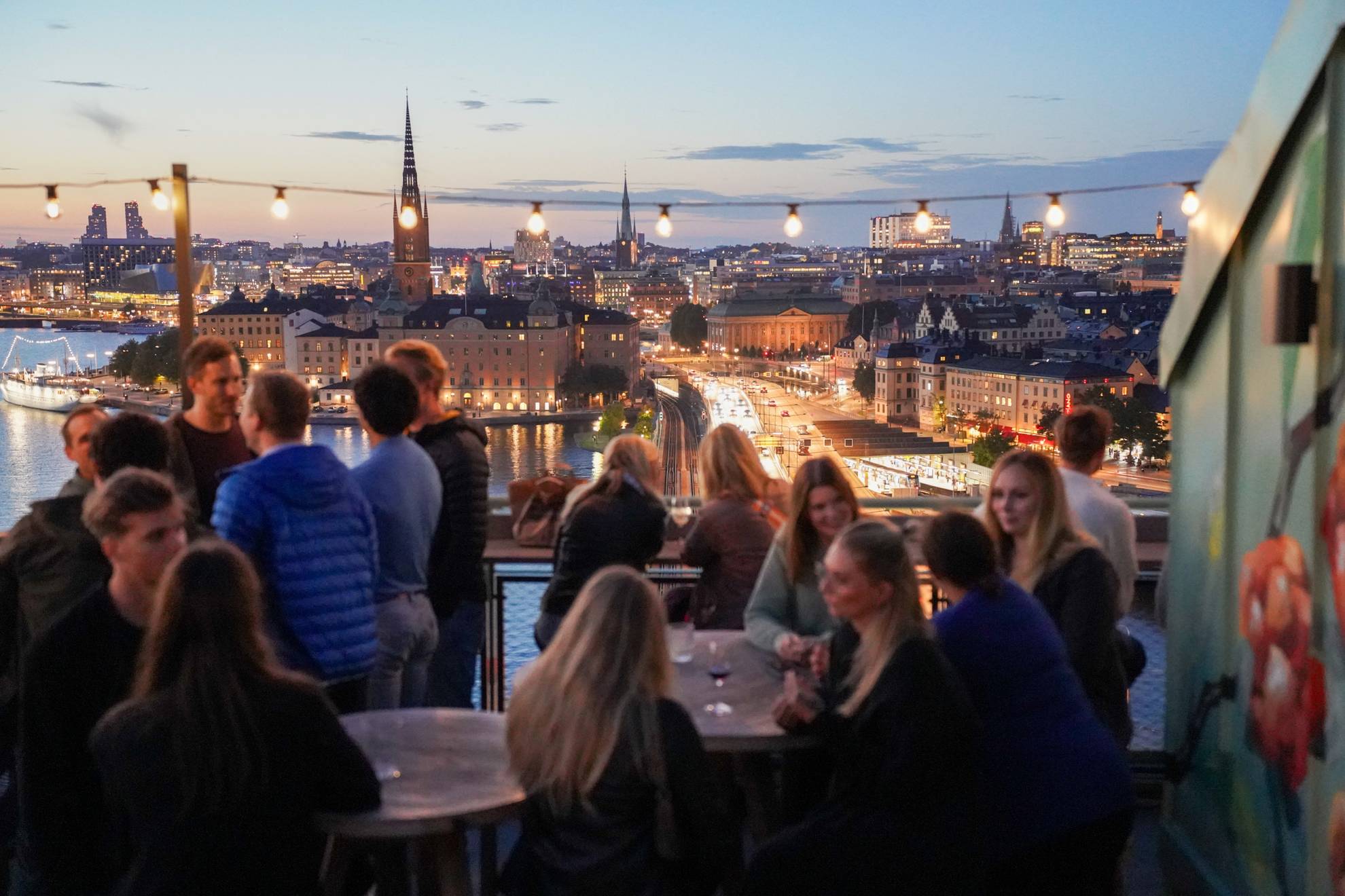 Aussicht über Stockholm von der Dachterrasse Söder aus.