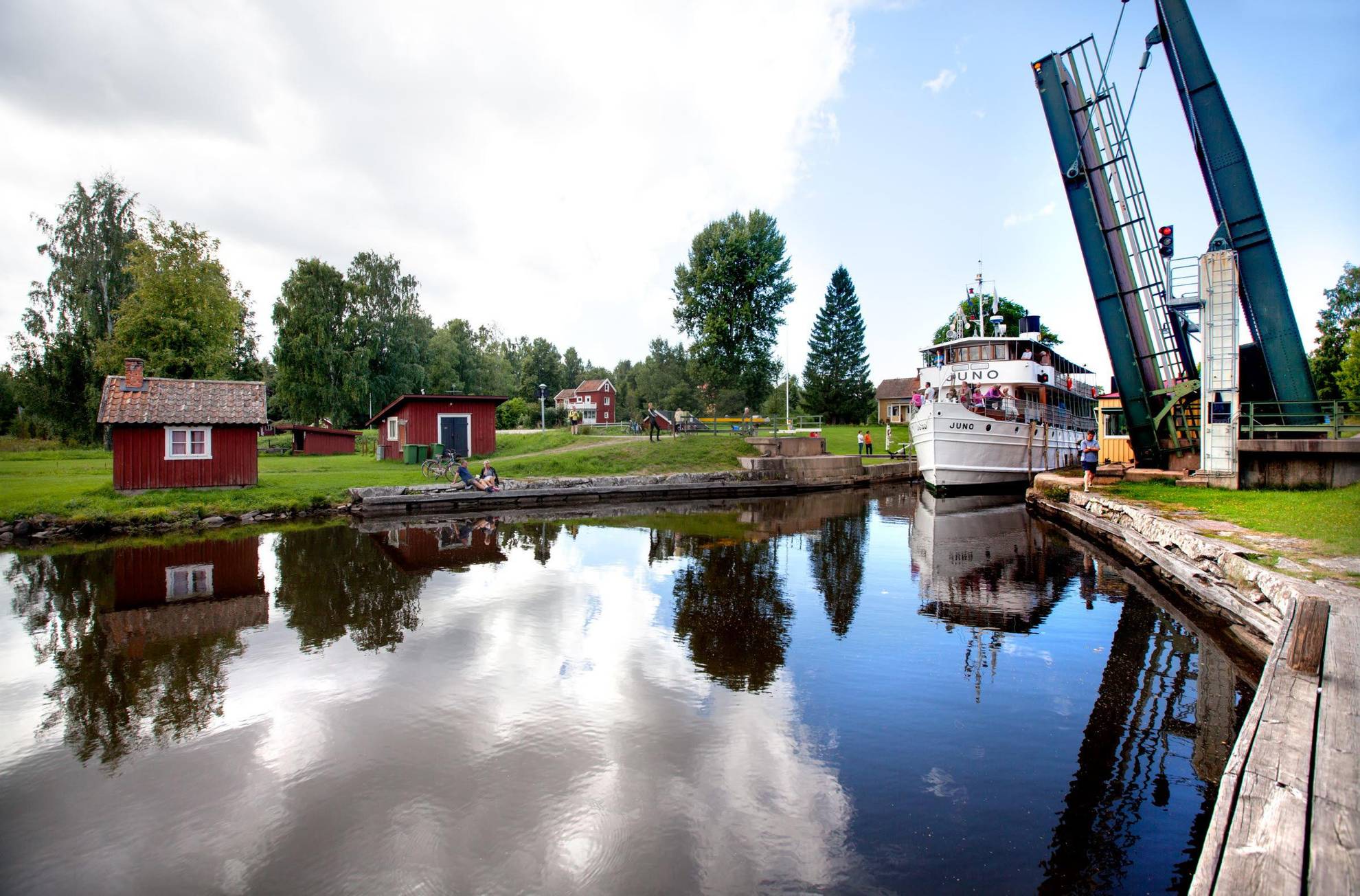 Boot auf dem Göta Kanal, Westschweden